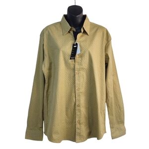 VIGO Shirt Men's Green Black Button Up Stretch Shirt Sz L NWT